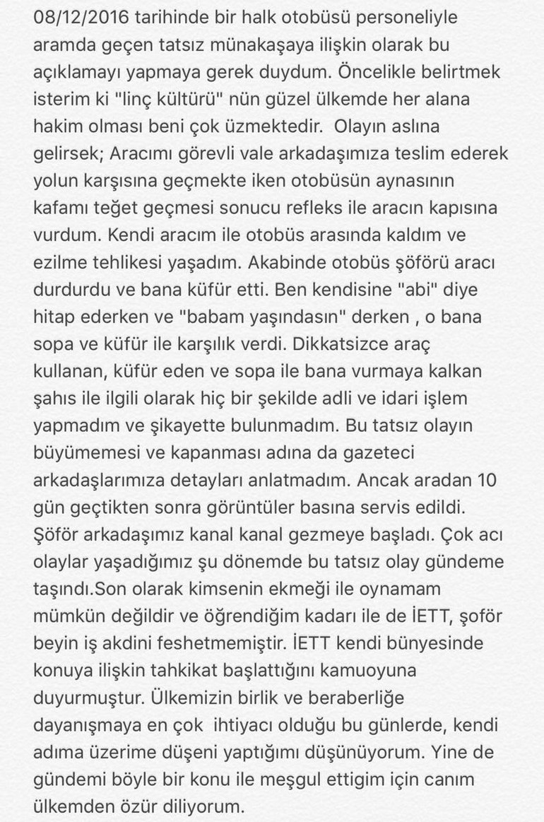 Burak: Canım ülkemden özür diliyorum